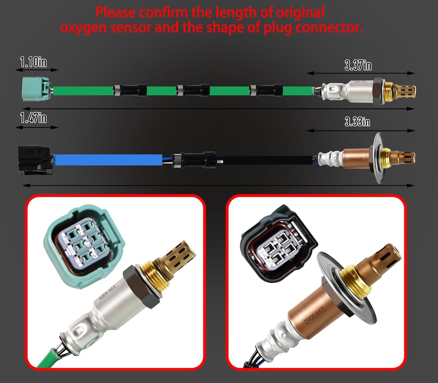 2Pcs Oxygen O2 Sensor 234-9062 234-4359, Automotive Replacement 02 Sensors Upstream Downstream Compatible with Honda
