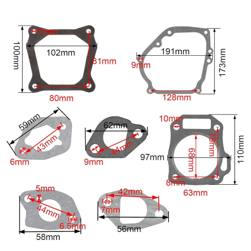 GX200 GX160 Carburetor Cylinder Head Exhaust Muffler Gasket Full Sets for Honda GX160 5.5hp GX200 6.5hp 168F Enginepicture6
