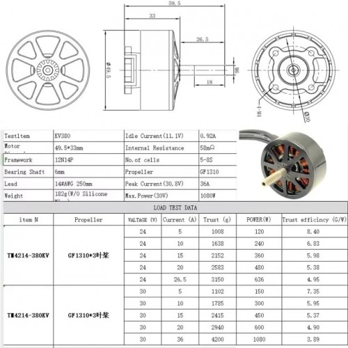 HHO4214  X4214 400KV 380KV 6-8S Lipo UAV Brushless Motor for 13inch X-Class RC FPV Racing Drone Long-Range Flight Airplane Partpicture6